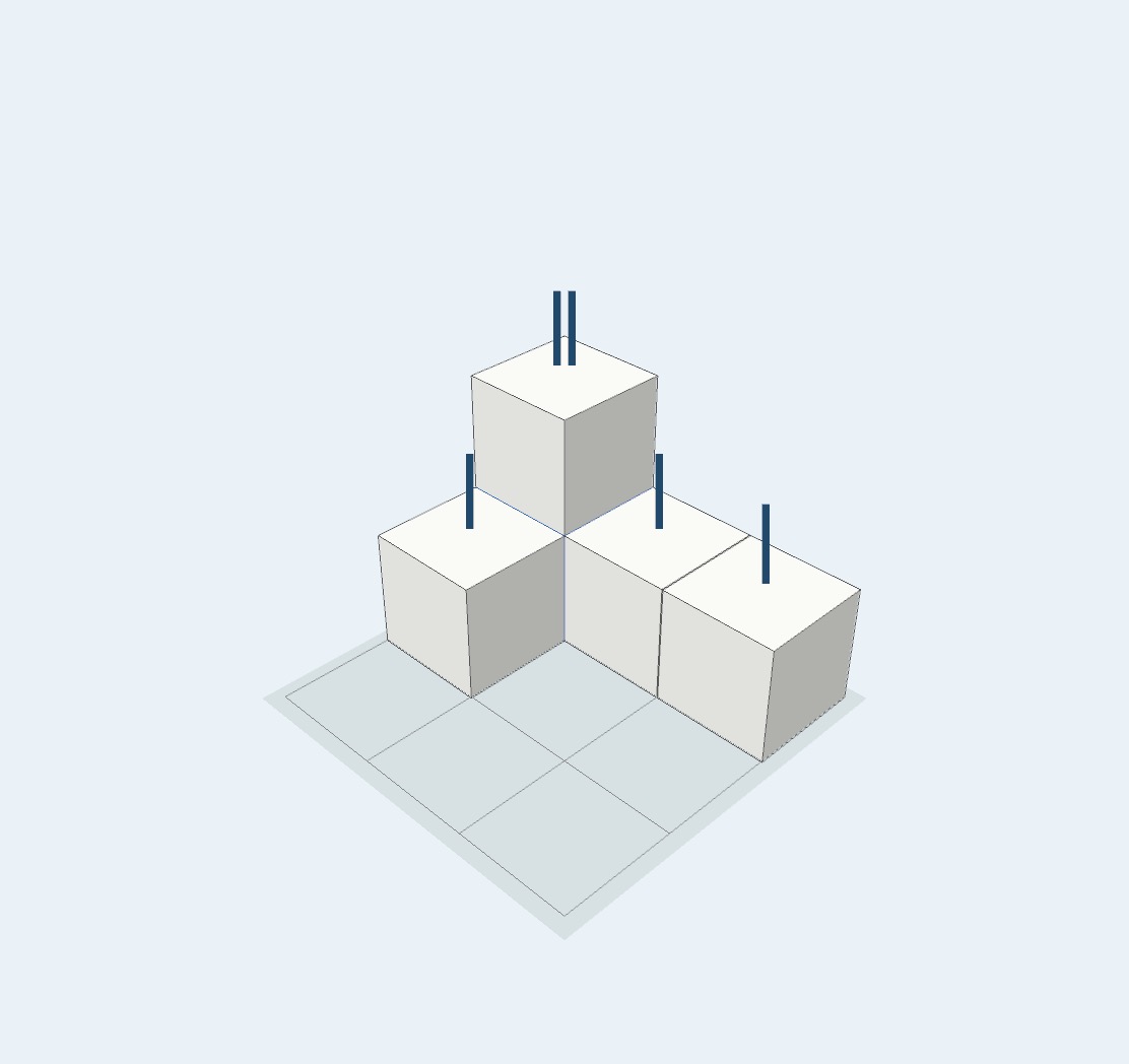 A block model with one group of two Antenna lines and three single lines, representing five blocks in total