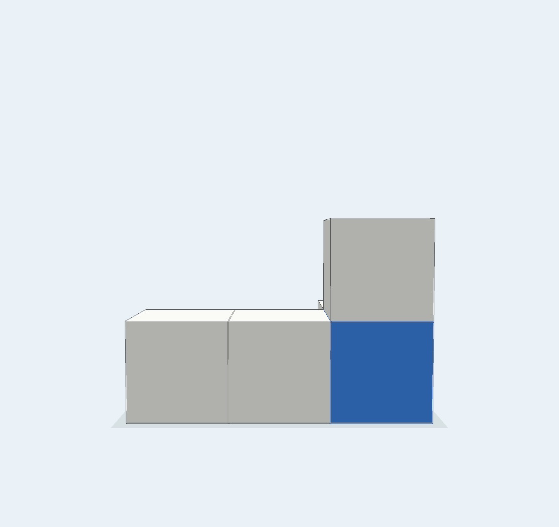 The same model from the back, revealing a blue block beneath a white block